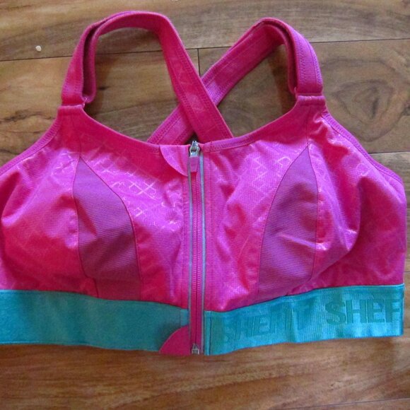 SHEFIT Pink Front Zip High Impact Ultimate Sports Bra with Padding Size 3 Luxe - Picture 1 of 8